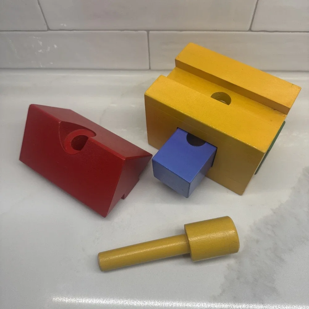 Vintage IKEA Primary Colors Wooden House Toy Puzzle 1980's-90's - Fast Shipping!
